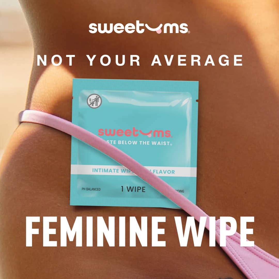 Cinnamon Bun Flavored PH Balanced Intimate wipes Feminine Wipes by sweetums individually wrapped www.VALGINA.com
