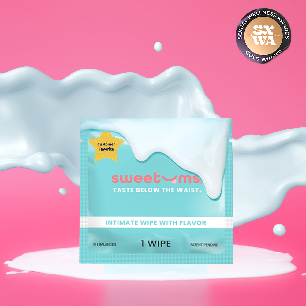 Cinnamon Bun Flavored PH Balanced Intimate wipes Feminine Wipes by sweetums individually wrapped www.VALGINA.com