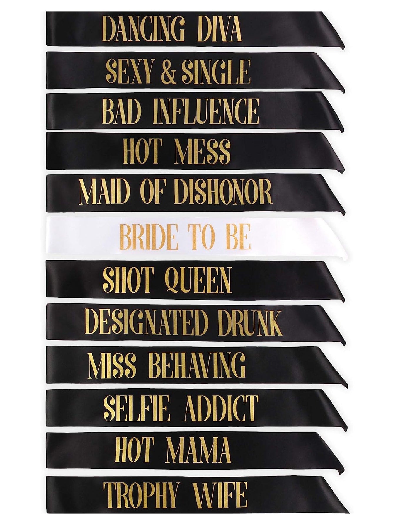 Bachelorette Party Bride Sash Pack 12 Black Green Teal Turquise Blue Green Magenta white champagne www.VALGINA.com