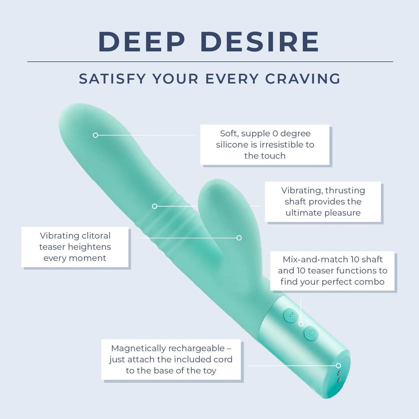 Deep Desire - Real Feel Thrusting Dual Rabbit - Teal or Rose Gold - 16 LEFT!