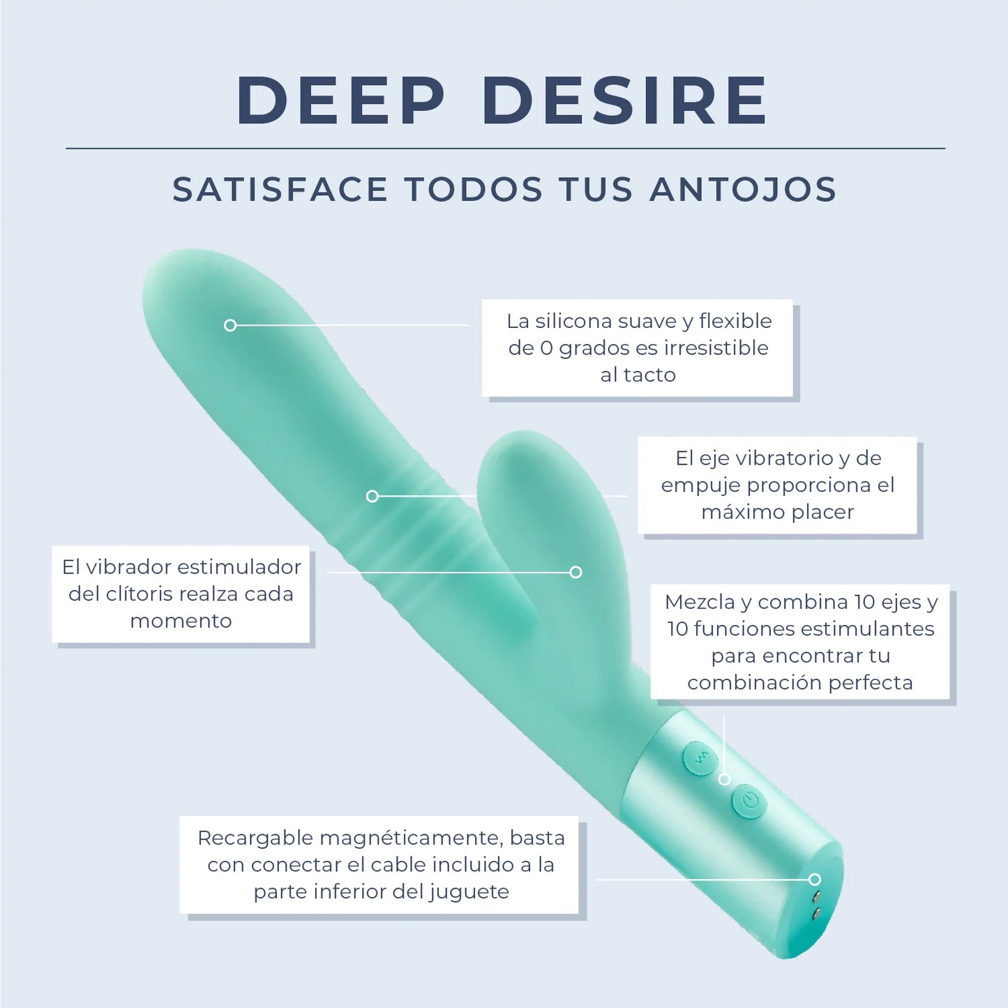 Deep Desire - Real Feel Thrusting Dual Rabbit - Teal or Rose Gold - 16 LEFT!