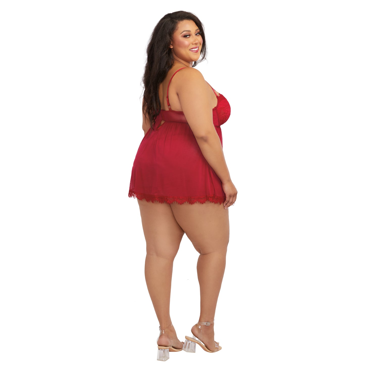 Mi Amor Push-Up Babydoll Lingerie - Red
