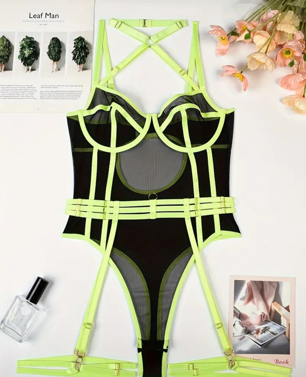 Naughty Neon Glow Lingerie with Garters