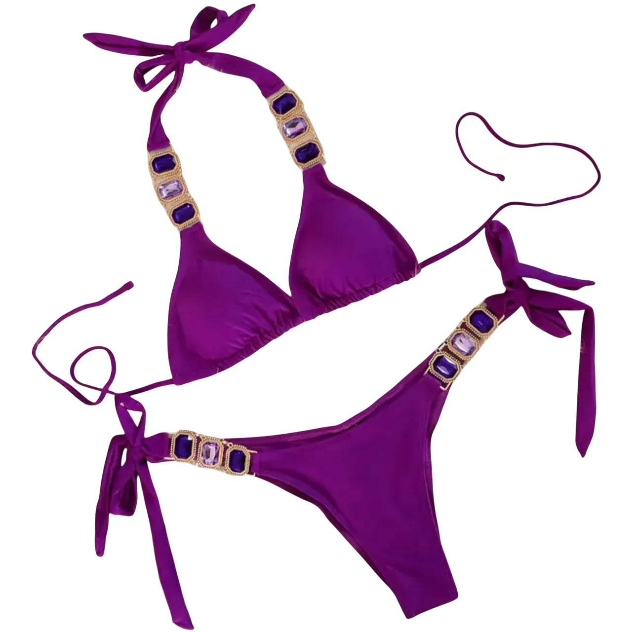 Peacockini - 5 Colors - Metal Crystal Rhinestone Diamond Accent Bikini S/M - 5 LEFT