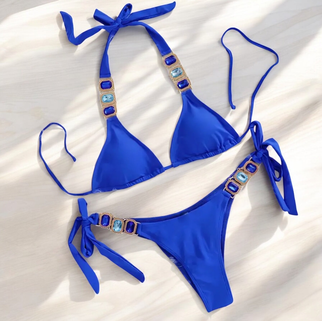 Peacockini - 5 Colors - Metal Crystal Rhinestone Diamond Accent Bikini S/M - 4 LEFT