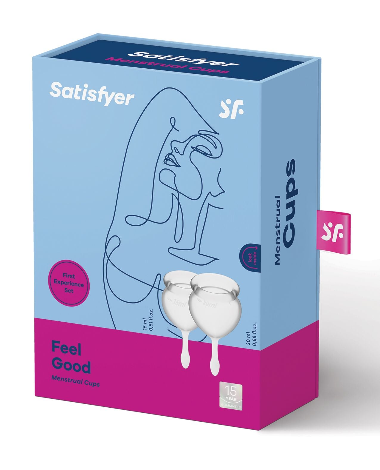 Satisfyer Feel Good Menstrual Cup - 2 Pack - Light Blue or Clear - NEW!