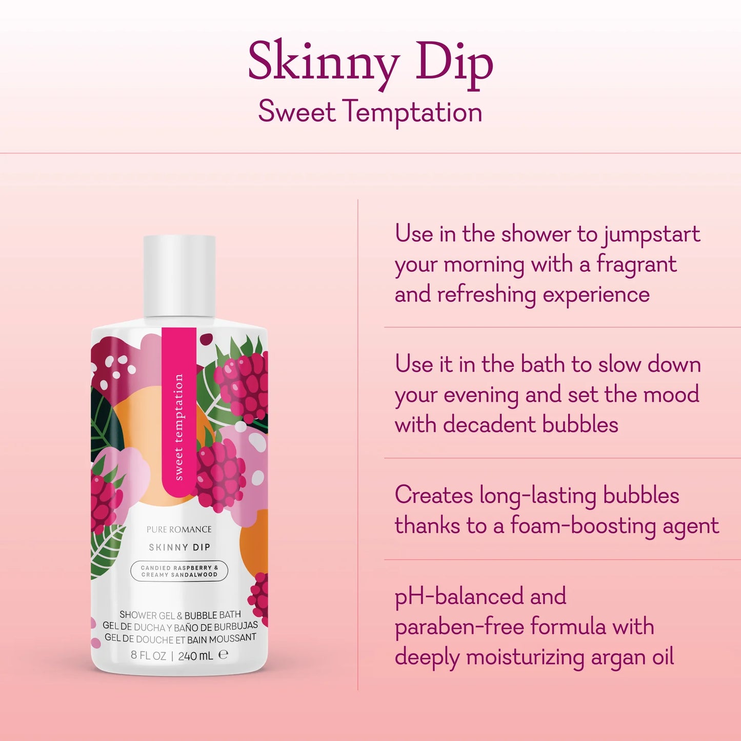 Pheromone Shower Gel & V Wash & Bubble Bath - Skinny Dip - Sweet Temptation - 31 LEFT!