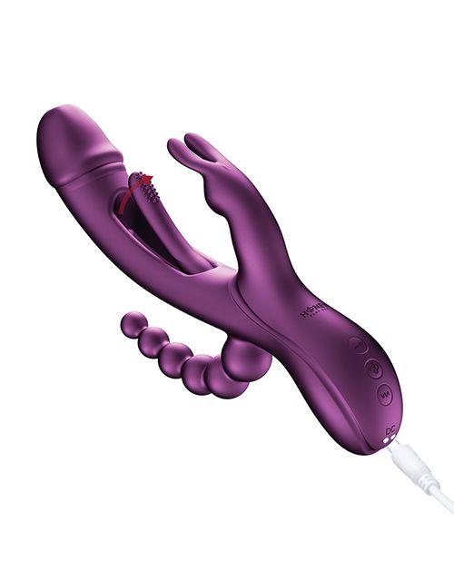 TRILUX kinky finger rabbit with anal beads 4-in-1 stimulation- G-spot, vaginal, clitoris, anal beads, and all-over vibration for the ultimate blended orgasm www.VALGINA.com
