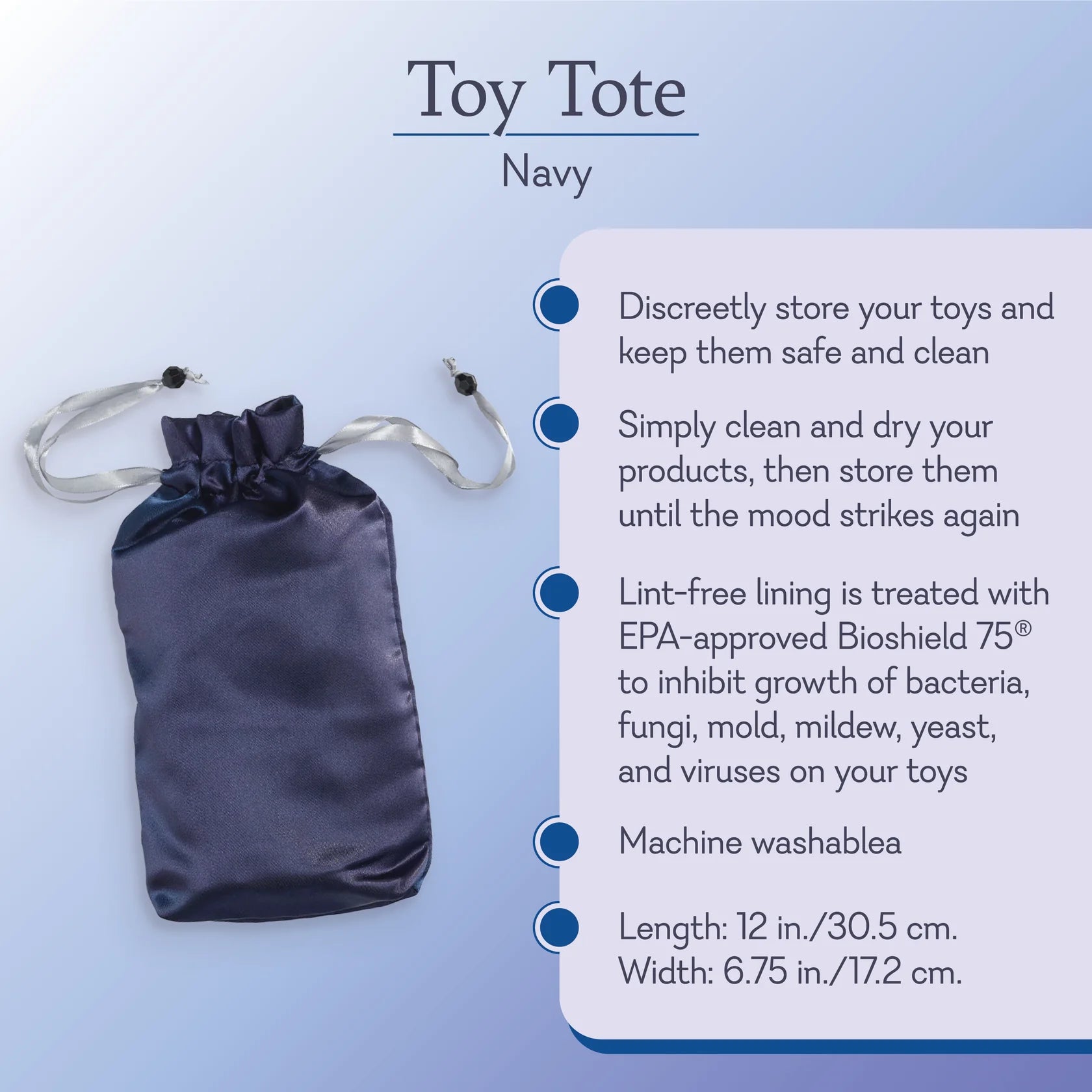 Toy Tote - Navy - Bioshield 75® Toy Storage Bag - VALGINA.com