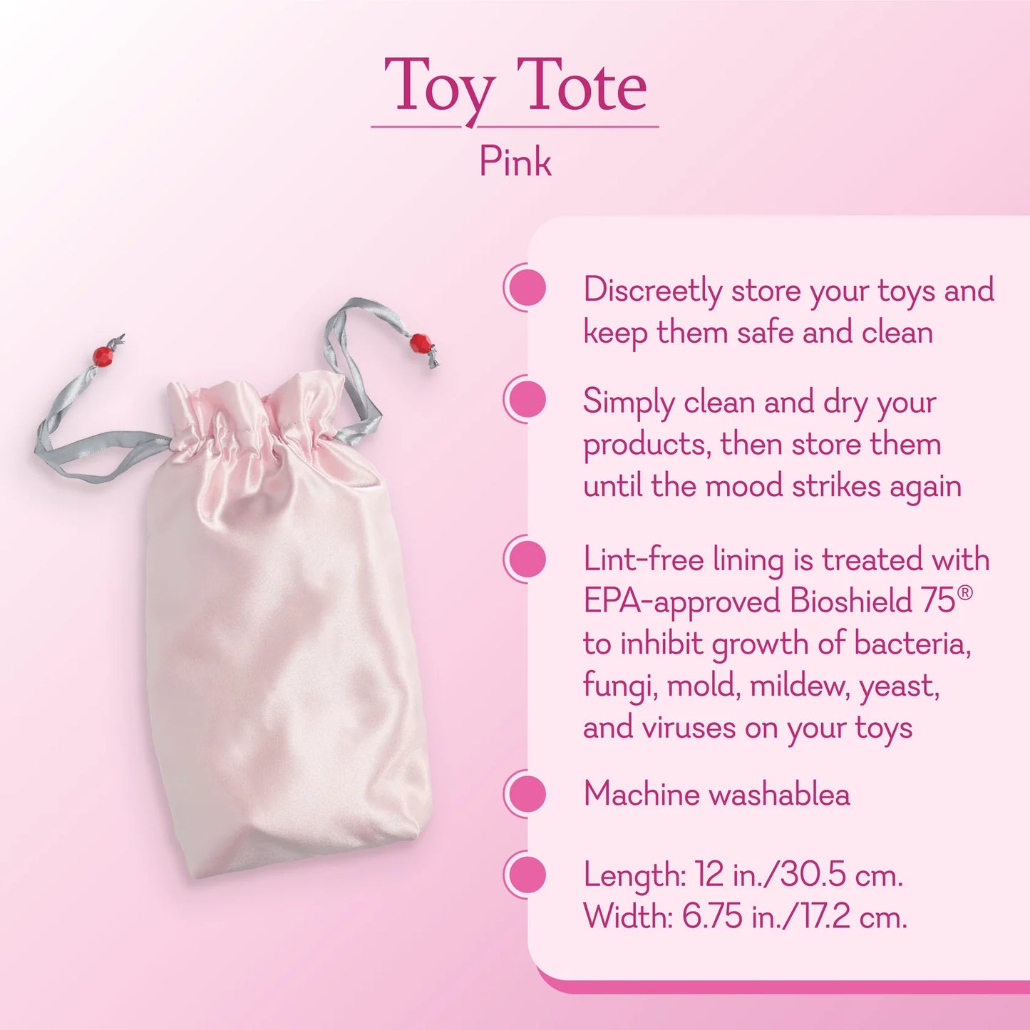 Toy Tote - Pink - Bioshield 75® Toy Storage Bag - VALGINA.com