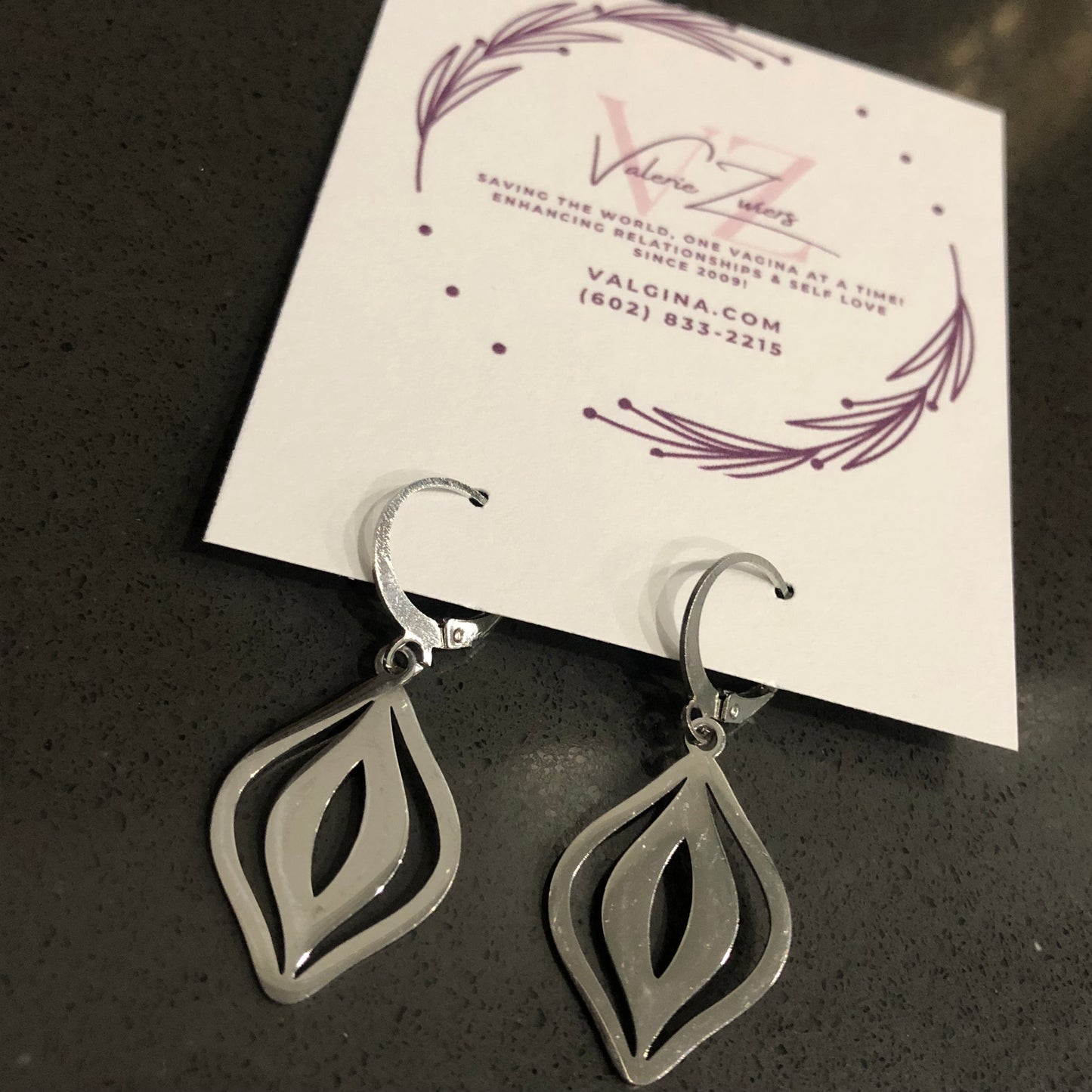 Vagina Vulva Earrings Stainless Steel feminist earrings for body positivity. Excellent gift!