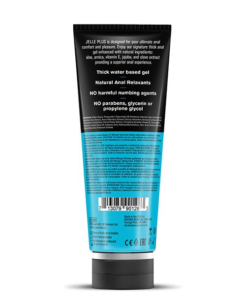 Wicked Sensual Care Jelle Plus Water Based Anal Lubricant with Relaxants - 4 oz or 8 oz - VALGINA.com