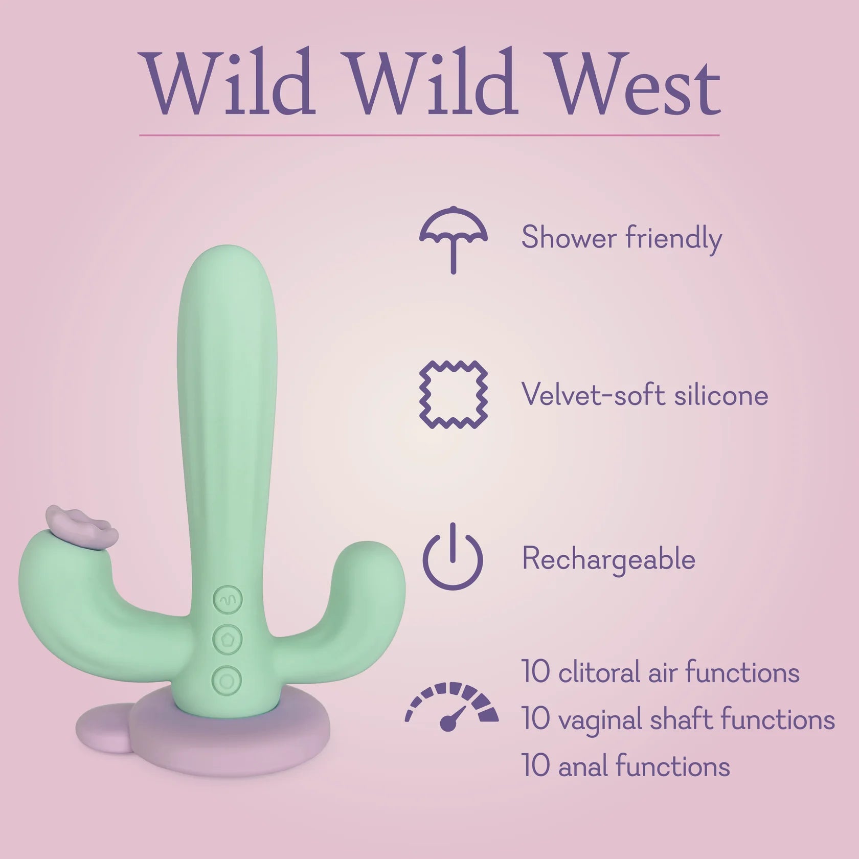 Wild Wild West, Cactus Saguaro Toy, Pure Romance IN STOCK succulent vibe. tripoint cactus vibrator for women, best selling triple teaser www.VALGINA.com