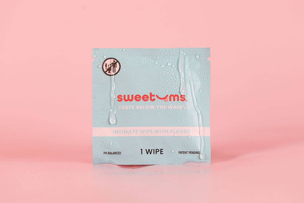 Cinnamon Bun Flavored PH Balanced Intimate wipes Feminine Wipes by sweetums individually wrapped www.VALGINA.com