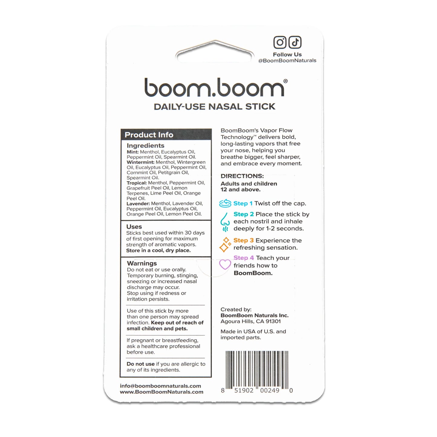 BOOM BOOM - Nasal Sticks - 4 pack