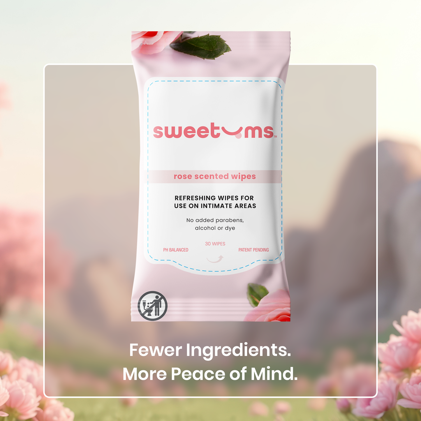 Rose Scented Unflavored Daily Wipes Ph balanced natural sweetums wipes www.VALGINA.com