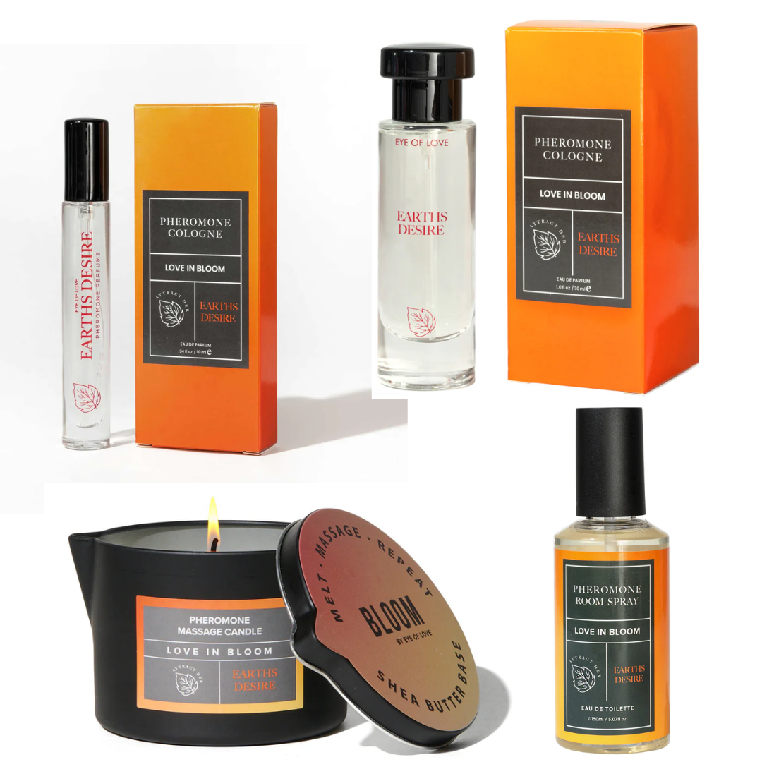 Bloom - Earths Desire & Blue Ember - Male Pheromone Colognes, Candles, Room Spray - Eye of Love