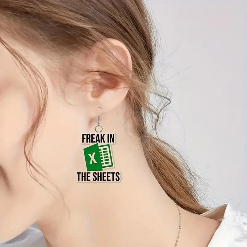 “Freak in the Sheets” Earrings – Funny Acrylic Spreadsheet Statement Jewelry - 3 LEFT!