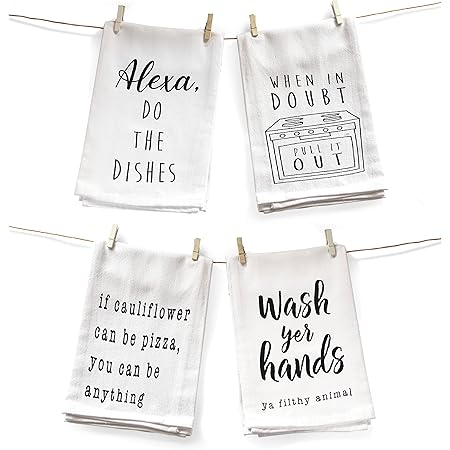 Funny Kitchen Towel Set - 4 Pack Decorative Hand Towels - 3 LEFT!