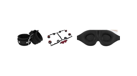 Couples bondage 101 - Onyx Cuffs, Bed Bond & Beyond restraint system and blindfold - VALGINA.com