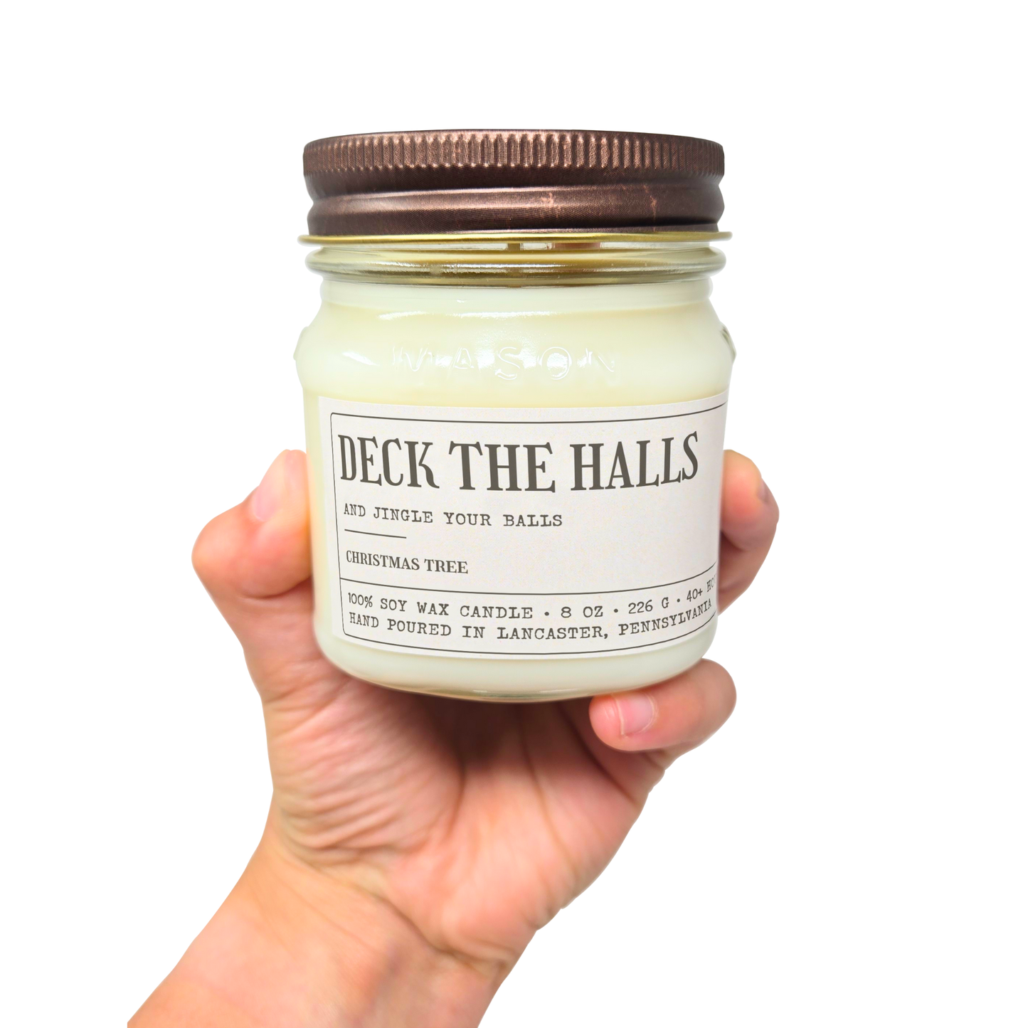 Deck The Halls & Jingle Your Balls - Funny White Elephant Gift - 8oz Soy Wax Holiday Candle