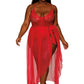 Enchanted Bloom Teddy with Removable Tulle Skirt Lingerie - Red Mosaic - VALGINA.com