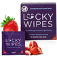 Wipes For Men Flavored Strawberries and Cream Flavor Top Seller Lucky Wipes for dudes ph balanced. Sweetums individually wrapped flavored wipes www.VALGINA.com 