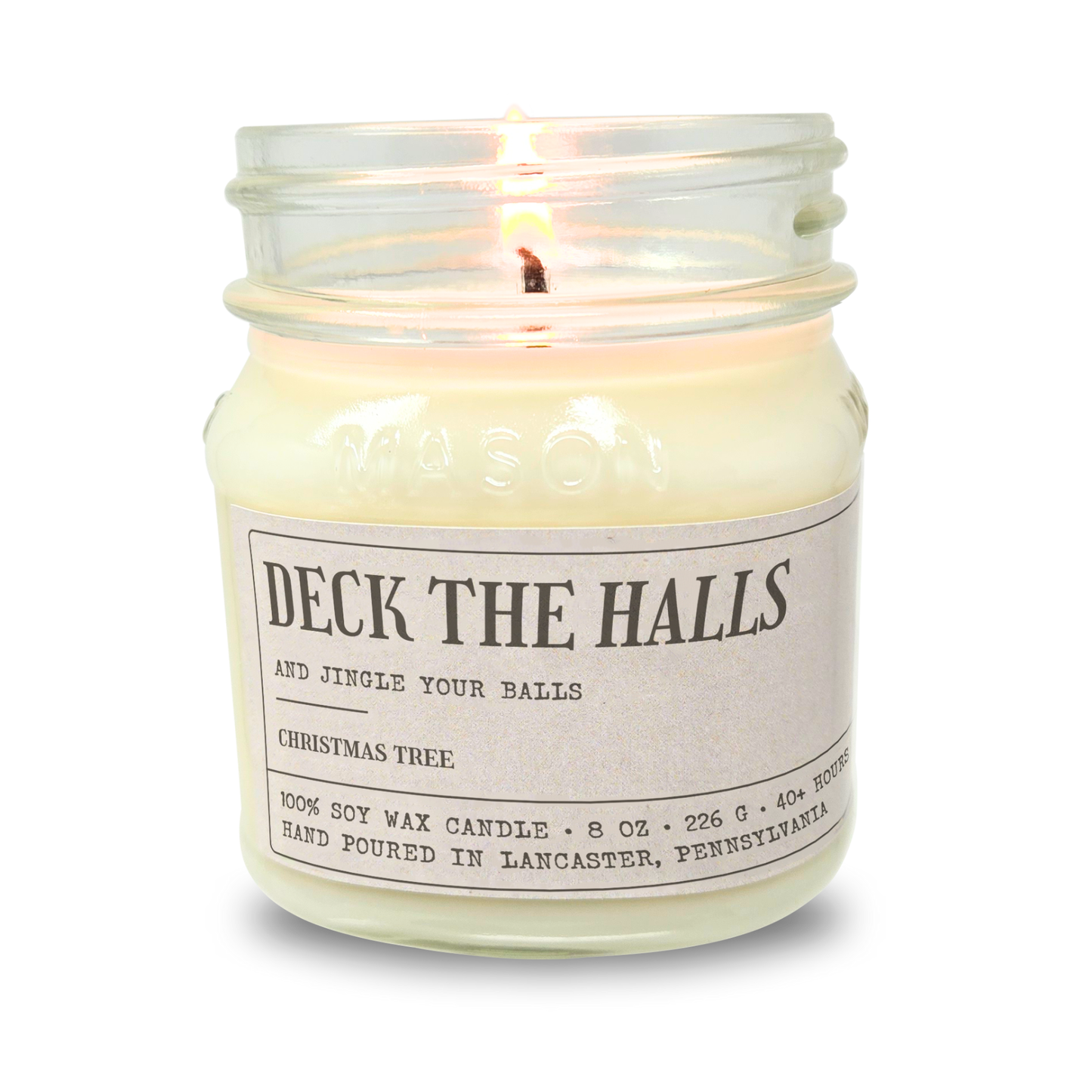Deck The Halls & Jingle Your Balls - Funny White Elephant Gift - 8oz Soy Wax Holiday Candle