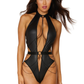 After Hours - Shiny Halter Teddy Lingerie - Open bottom | VALGINA - detail view