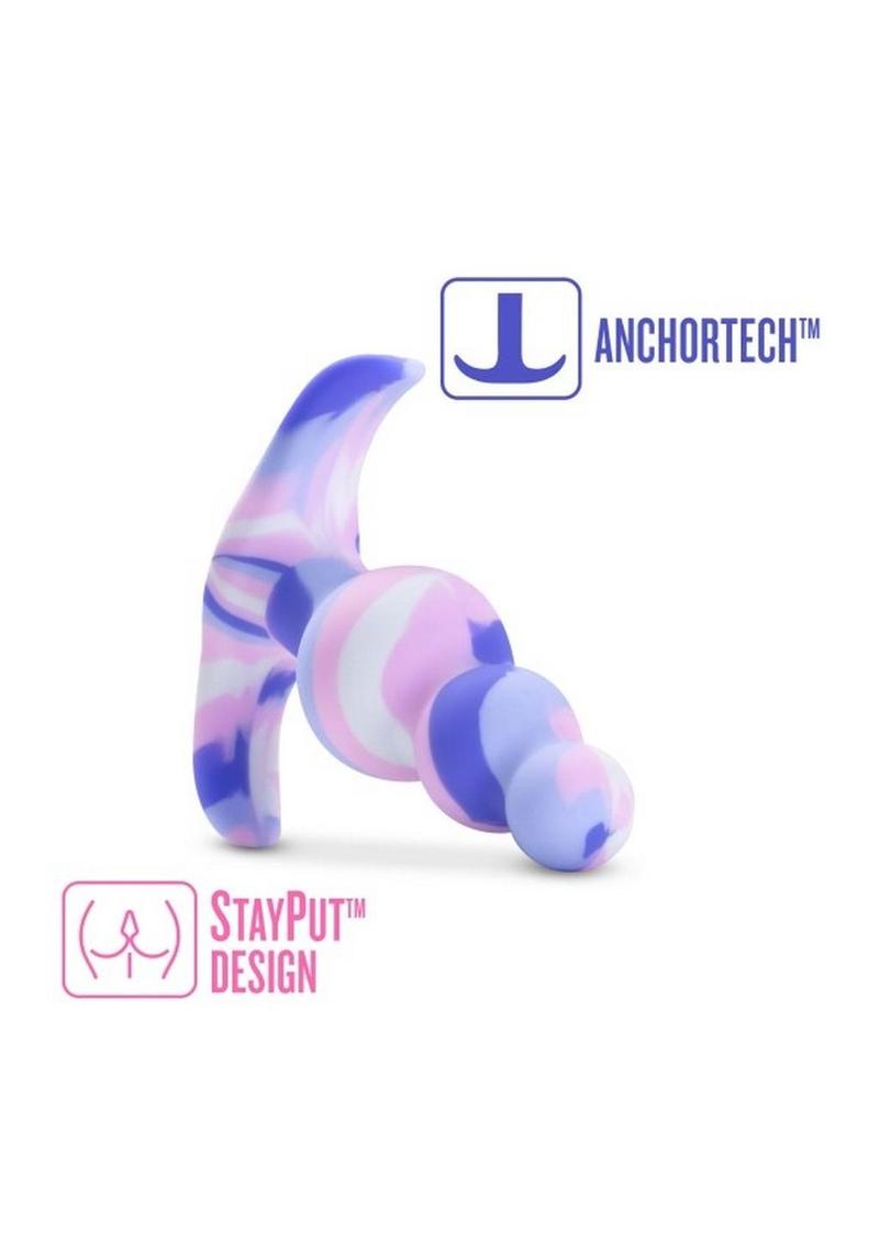 Marble Twilight Silicone Beaded Plug - Blue/White