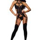 Obsidian X - Garter Bustier Lingerie -Black - VALGINA.com