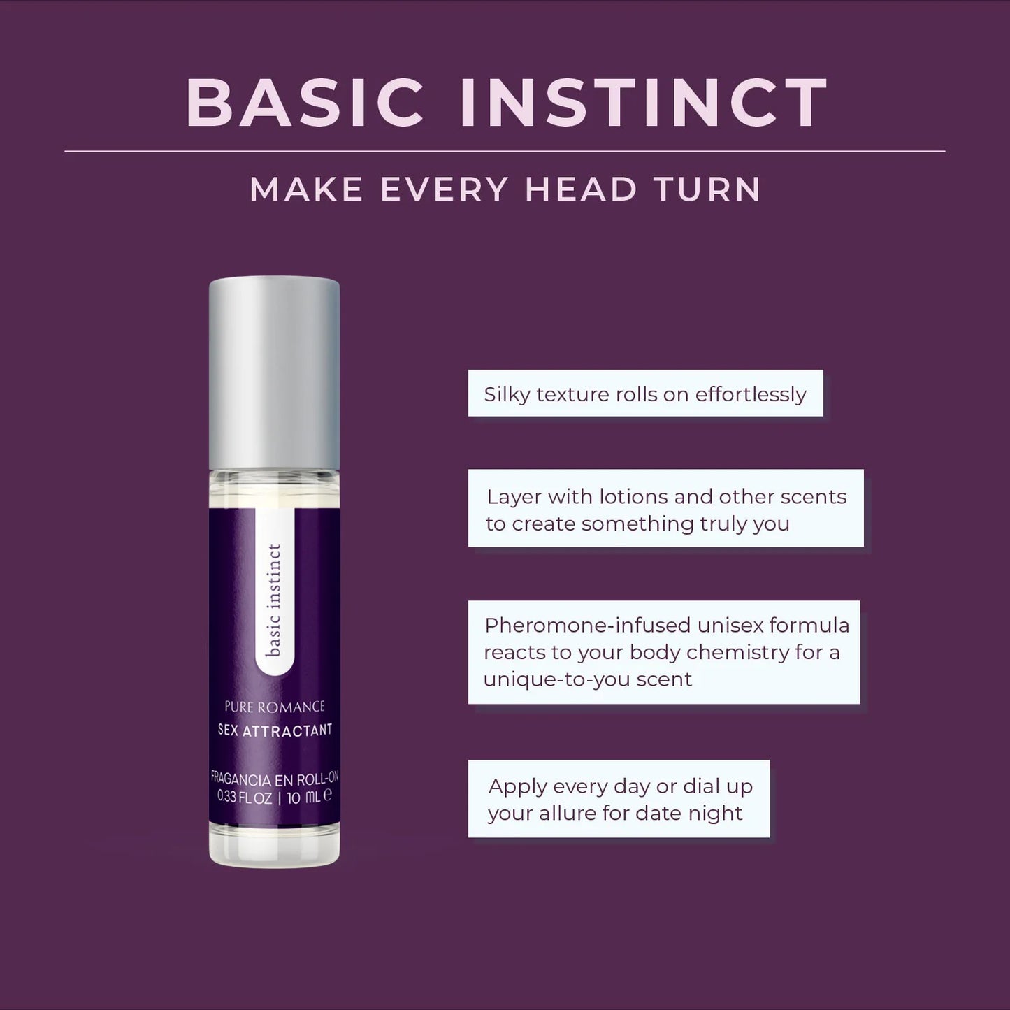 Basic Instinct - Pheromone Perfume - Roll On - IN STOCK - 55 LEFT! - Pure Romance