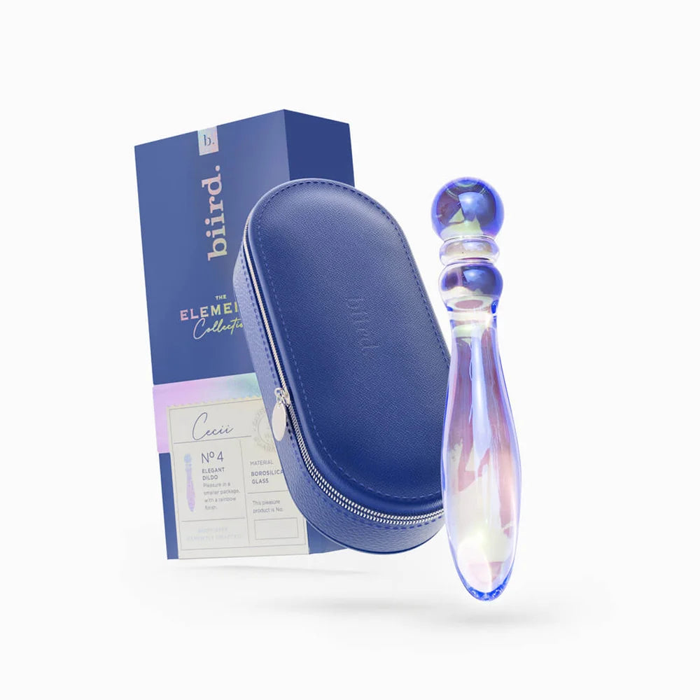 Biird Cecii beaded glass dildo for temperature play, side view - ValGina.com