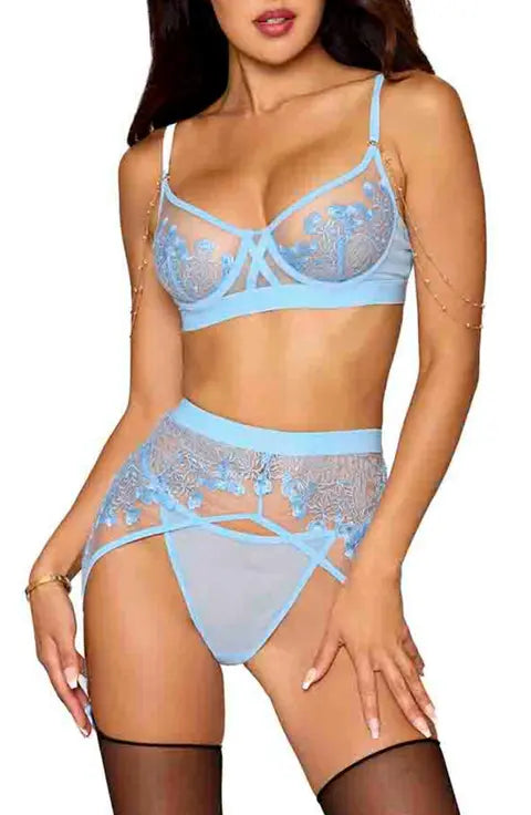 Bluebelle bra, garter belt & G-string lingerie set, VALGINA.com