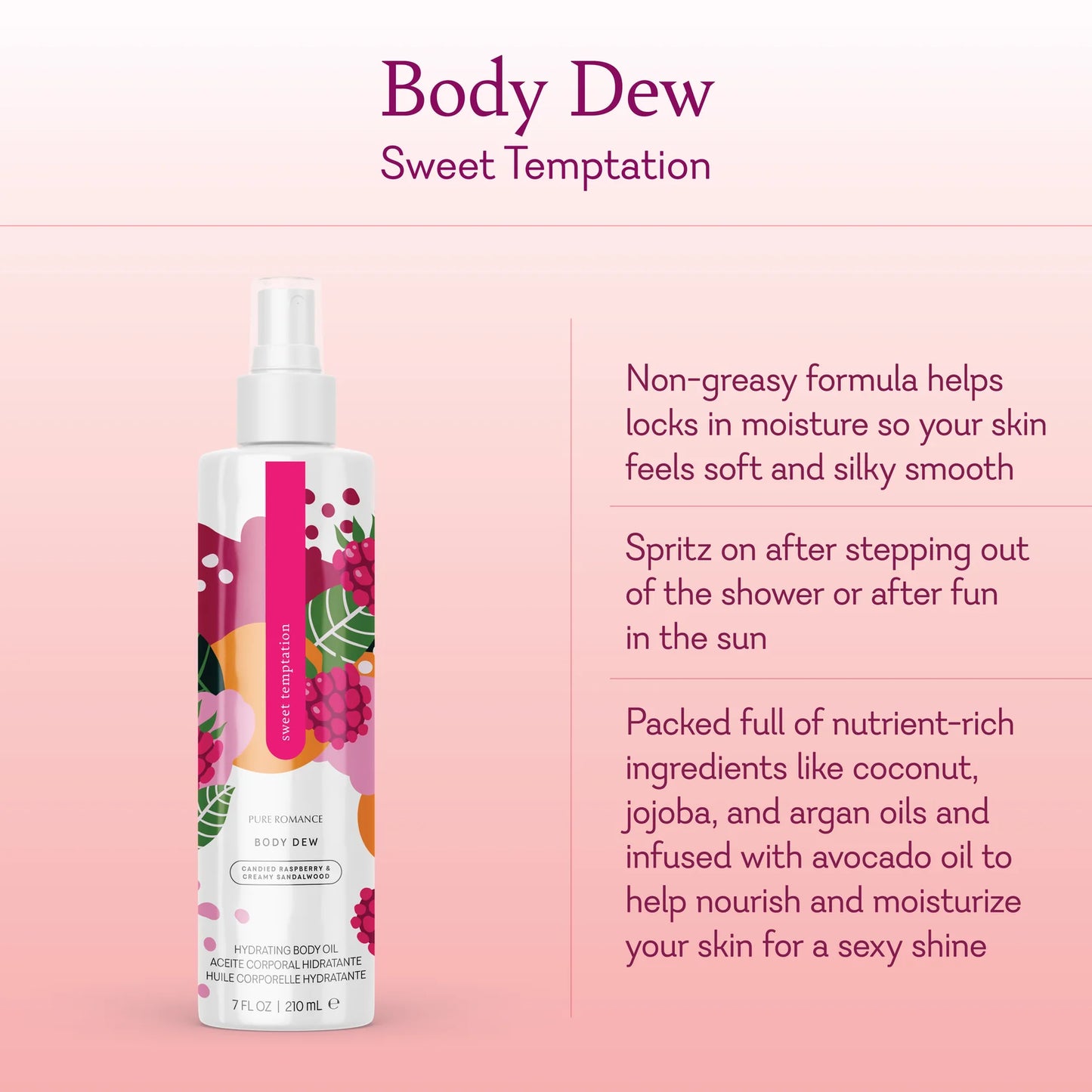 Body Dew - Pheromone Hydrating Body Oil - Sweet Temptation - IN STOCK - 34 LEFT! - Pure Romance