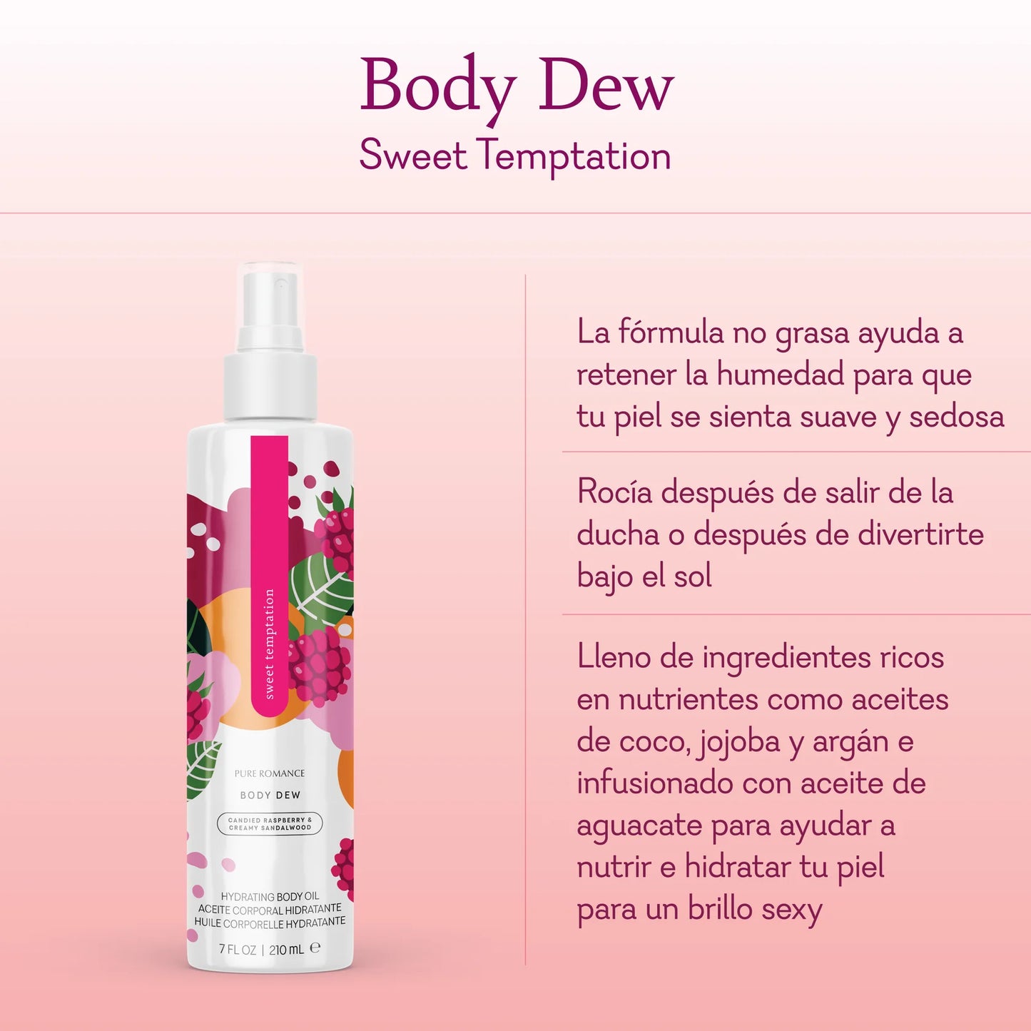 Body Dew - Pheromone Hydrating Body Oil - Sweet Temptation - IN STOCK - 34 LEFT! - Pure Romance