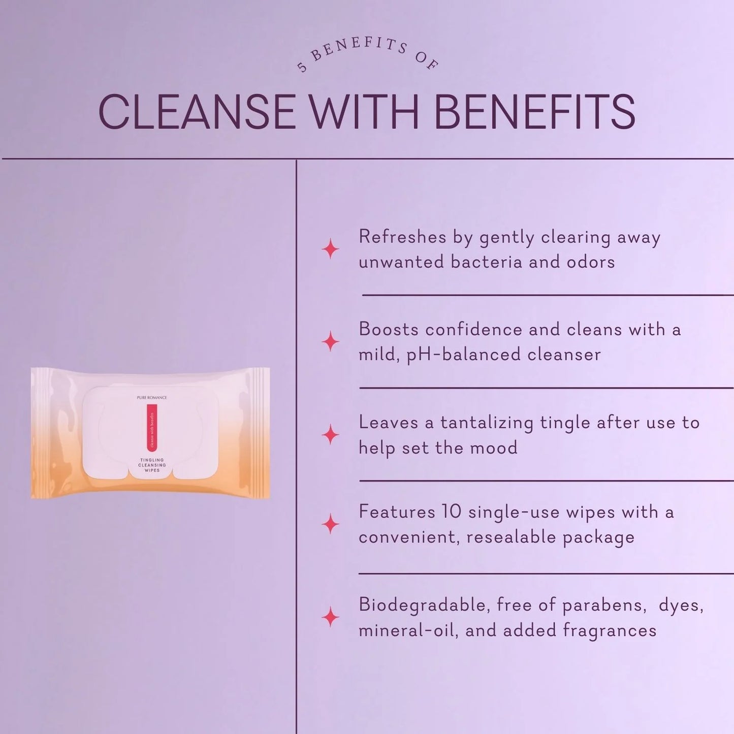 Cleanse with Benefits - Intimate Tingling Wipes - Pure Romance