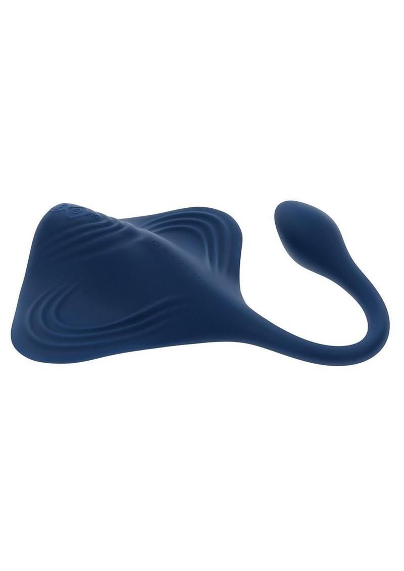 Daily Grind Rechargeable Silicone Grinder Pad Vibrator - Manta Sting Ray - Blue
