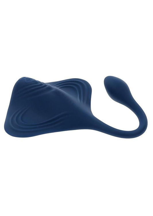 Daily Grind Rechargeable Silicone Grinder Pad Vibrator - Manta Sting Ray - Blue