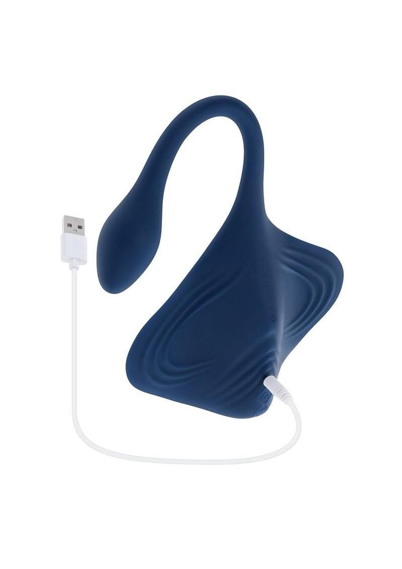 Daily Grind Rechargeable Silicone Grinder Pad Vibrator - Manta Sting Ray - Blue