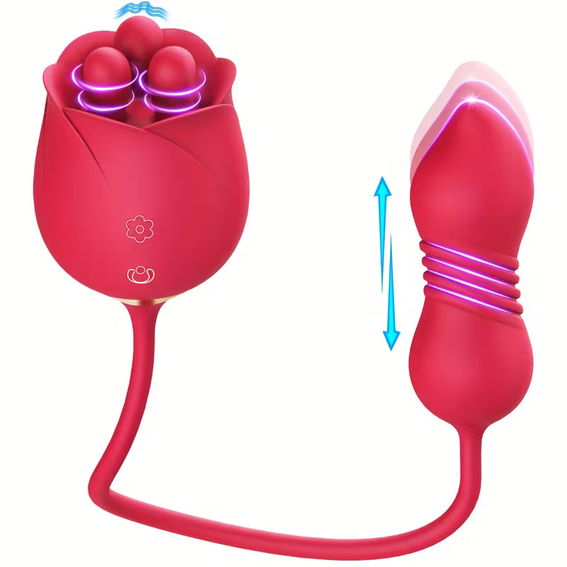 Erotic Eden Rose with Thruster Bullet - NEW! two toys in one for women couples anal vaginal clitoral gspot kegel ball bullet www.VALGINA.com 