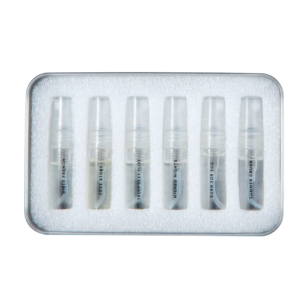 Fragrance Flight - Pheromone Perfumes - IN STOCK - 33 LEFT! - Pure Romance - Flirt, Dirty French, Love Story, Burn For You, Wicked Nights, Summer Crush