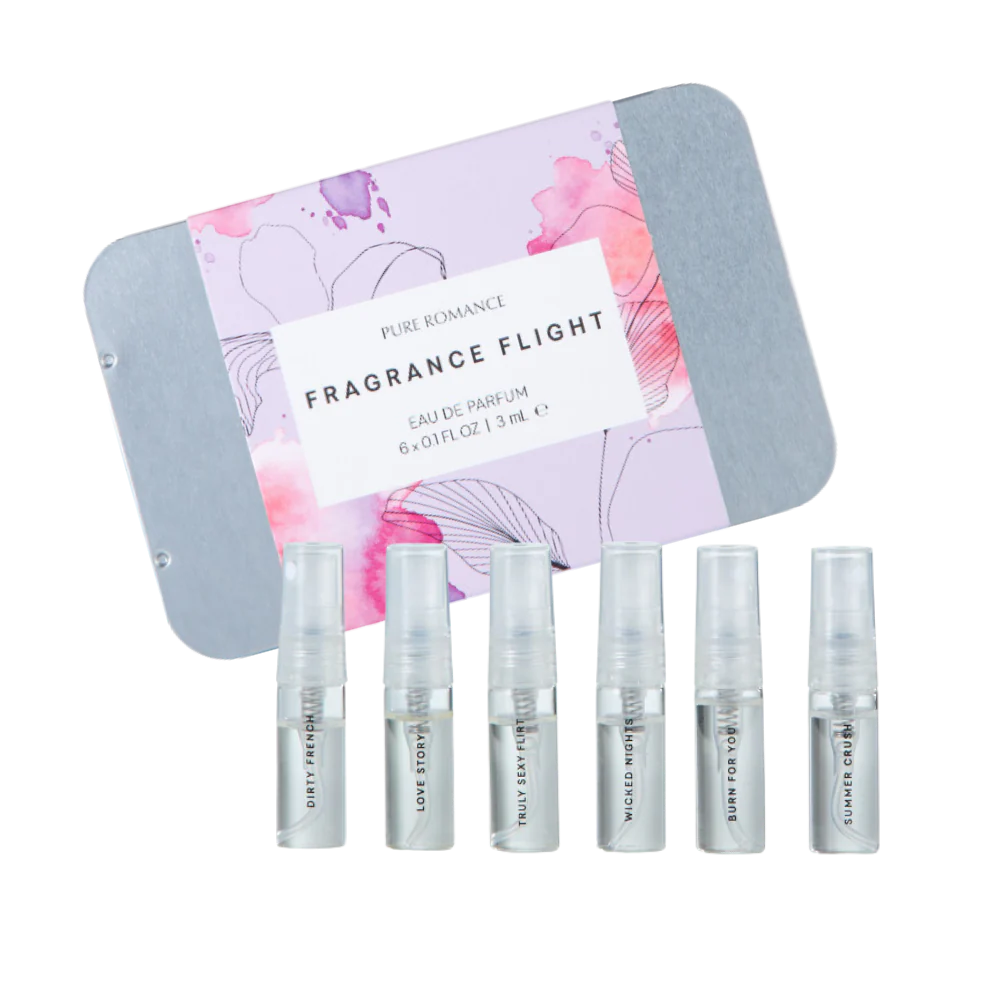 Fragrance Flight - Pheromone Perfumes - IN STOCK - 33 LEFT! - Pure Romance - Flirt, Dirty French, Love Story, Burn For You, Wicked Nights, Summer Crush