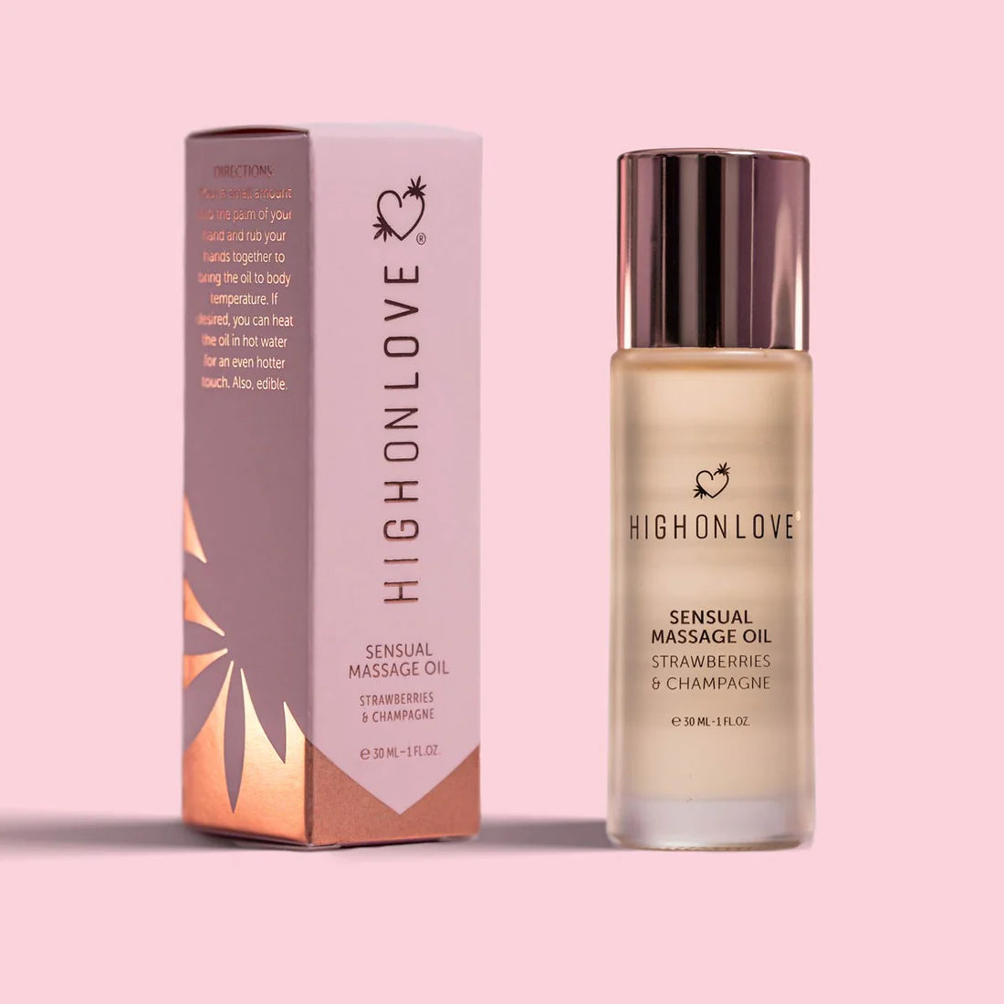Strawberry Champagne Edible Massage Oil – Luxurious Hemp-Infused Oil - NEW! HighOnLove www.VALGINA.com 