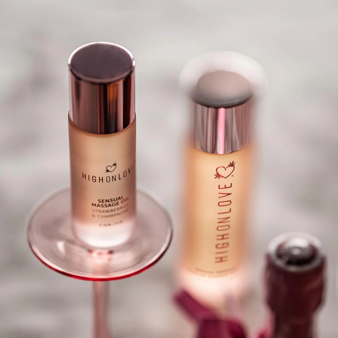 Strawberry Champagne Edible Massage Oil – Luxurious Hemp-Infused Oil - NEW! HighOnLove www.VALGINA.com 