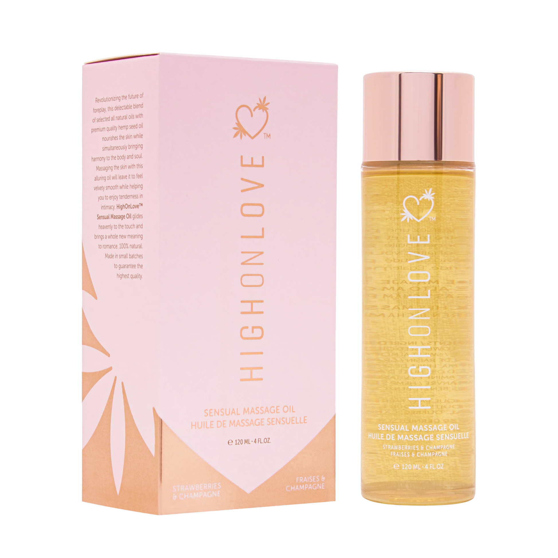 Strawberry Champagne Edible Massage Oil – Luxurious Hemp-Infused Oil - NEW! HighOnLove www.VALGINA.com 