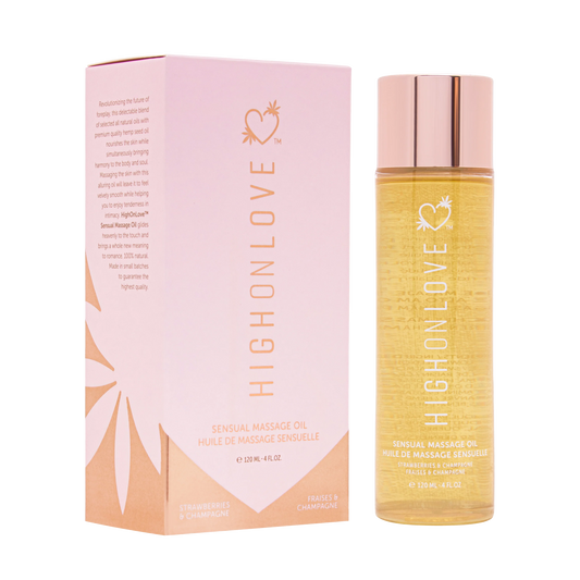 Strawberry Champagne Edible Massage Oil – Luxurious Hemp-Infused Oil - NEW! HighOnLove www.VALGINA.com 