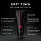 Vuluxe Dirty French soaping cream tube with product details on a black background. Vuluxe Coochy Shave Cream Rash free dirty french by pure romance www.VALGINA.com 