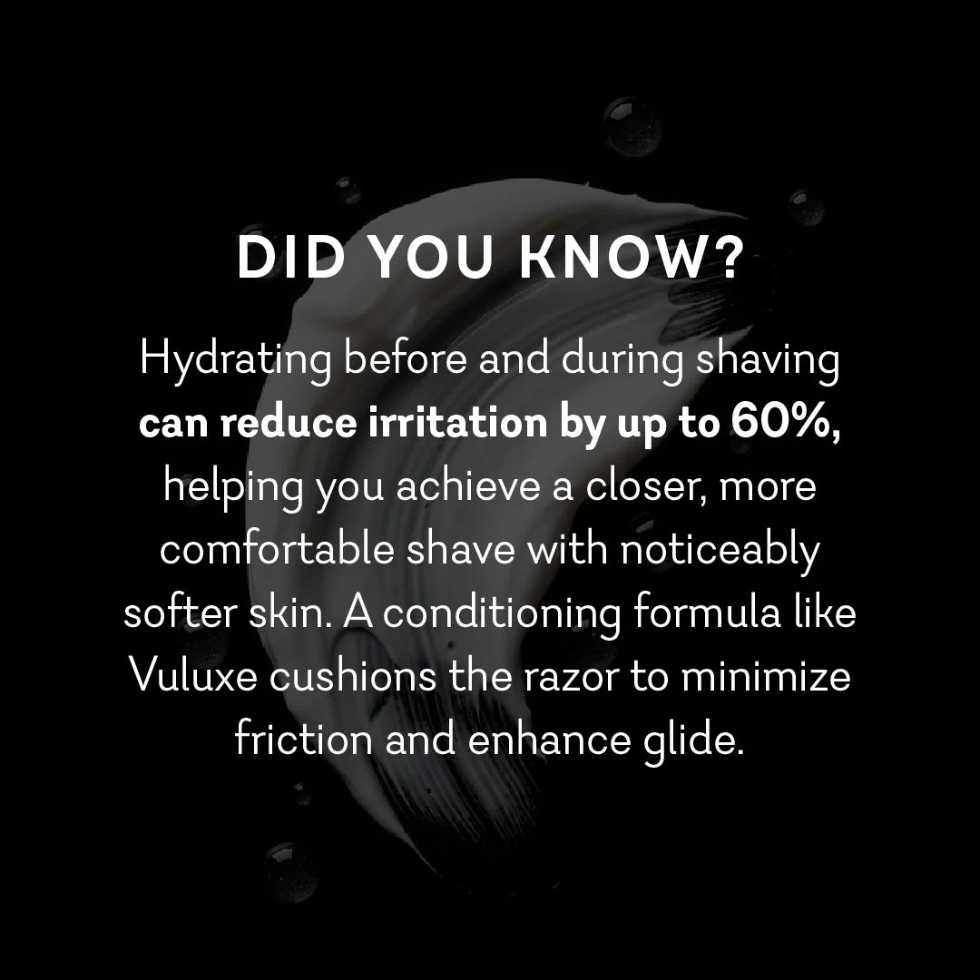 Shaving product advertisement with text about hydration and comfort during shaving. Vuluxe Coochy Shave Cream Rash free dirty french by pure romance www.VALGINA.com 