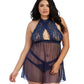 Halter Babydoll with Strappy G-String Lingerie - Black - 2 LEFT! - VALGINA.com